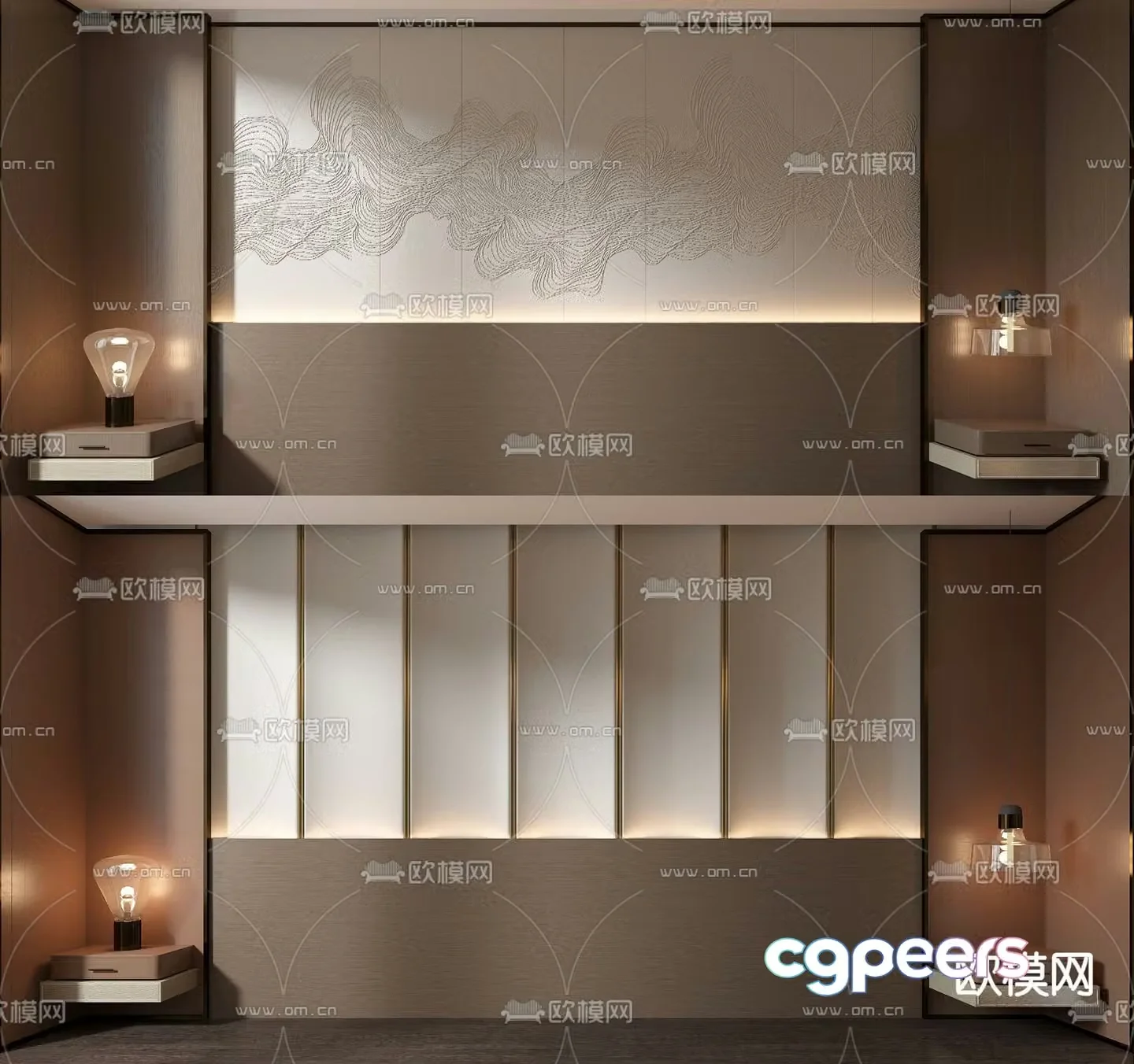 Bedside background wall hard bag soft bag 3D model