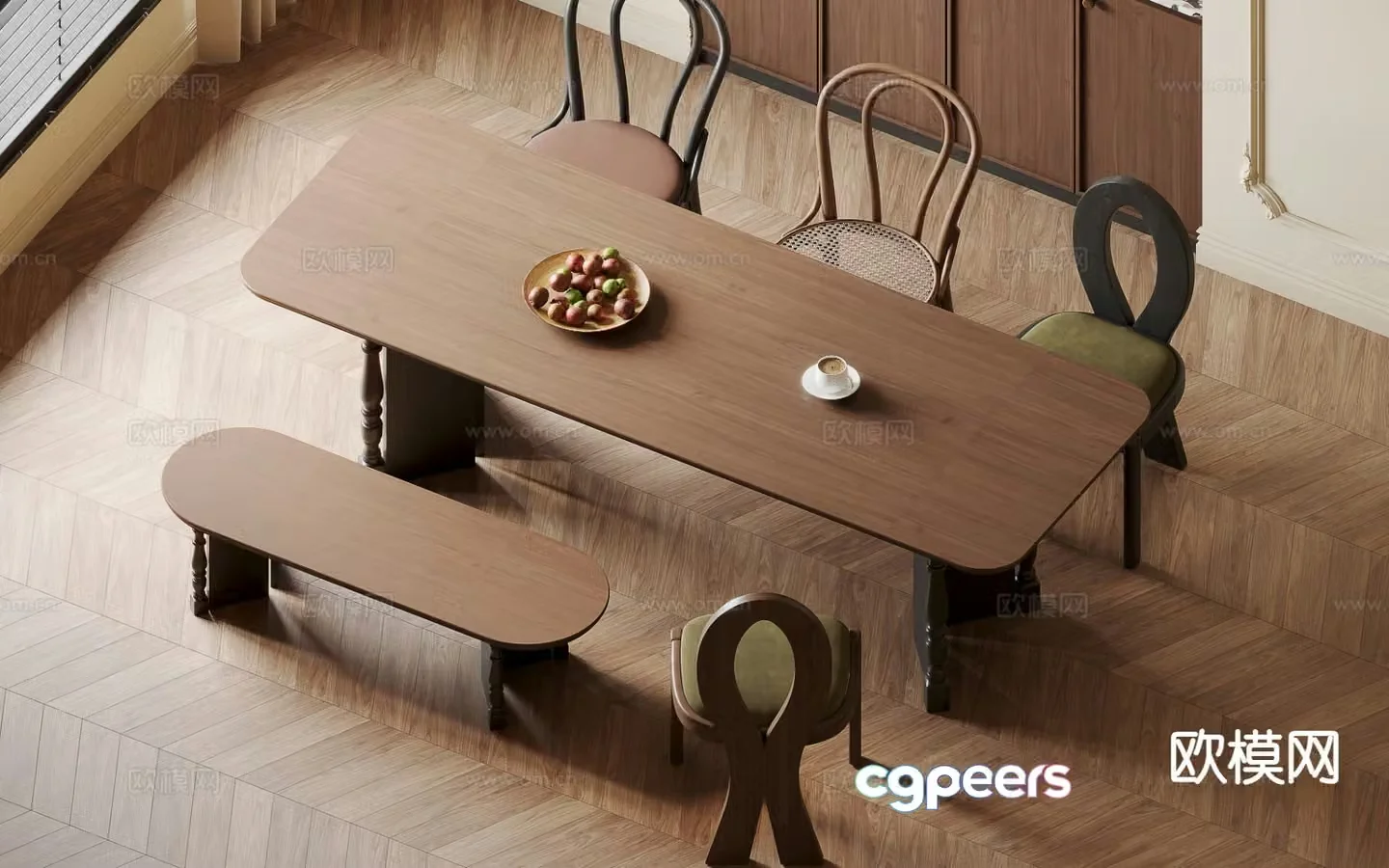 Medieval style dining table 3d model