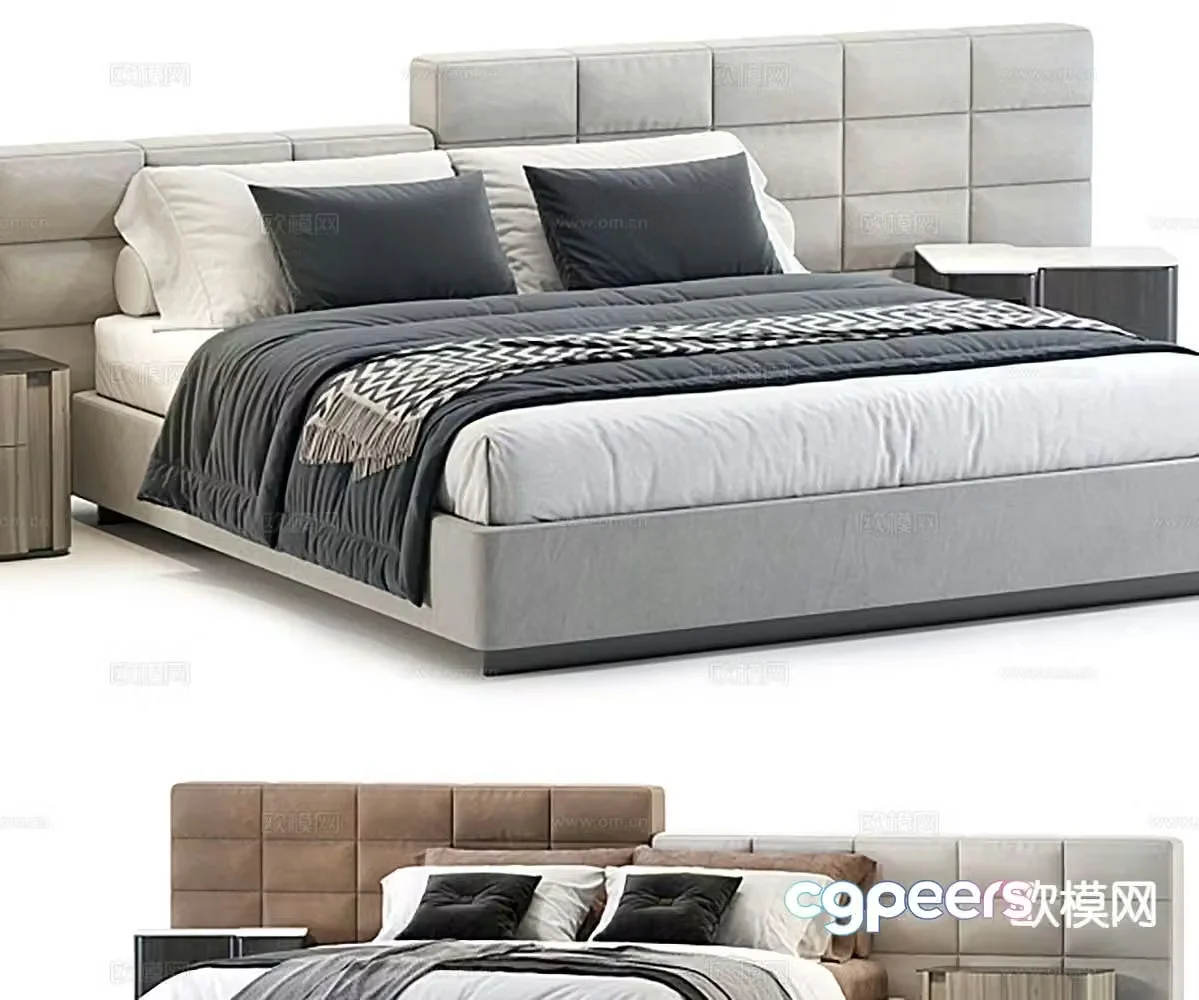 Modern double bed 3d model