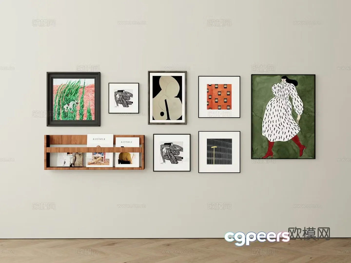 Modern hanging painting combination abstract painting decorative painting 3d model
