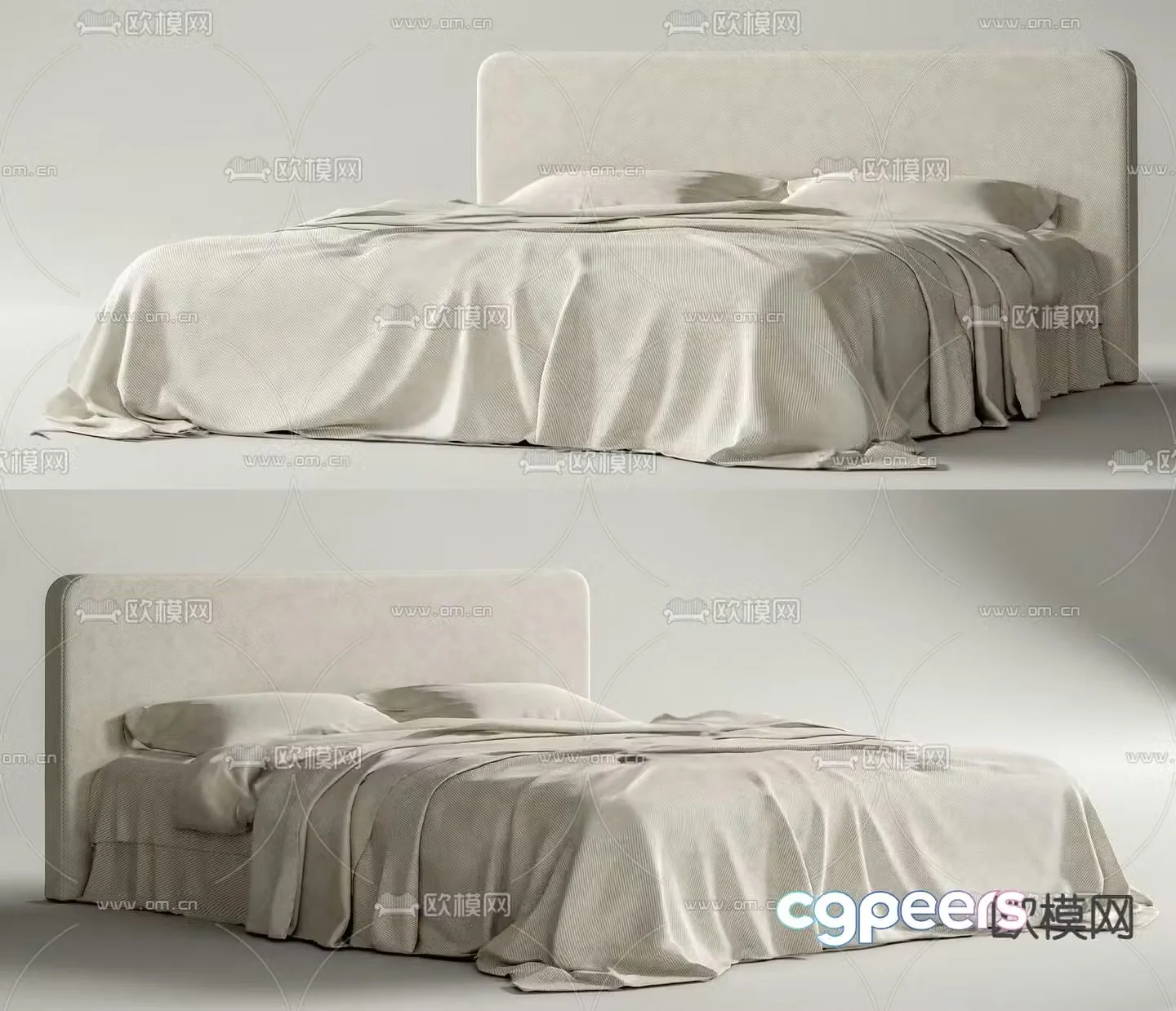 Wabi-sabi double bed 3d model