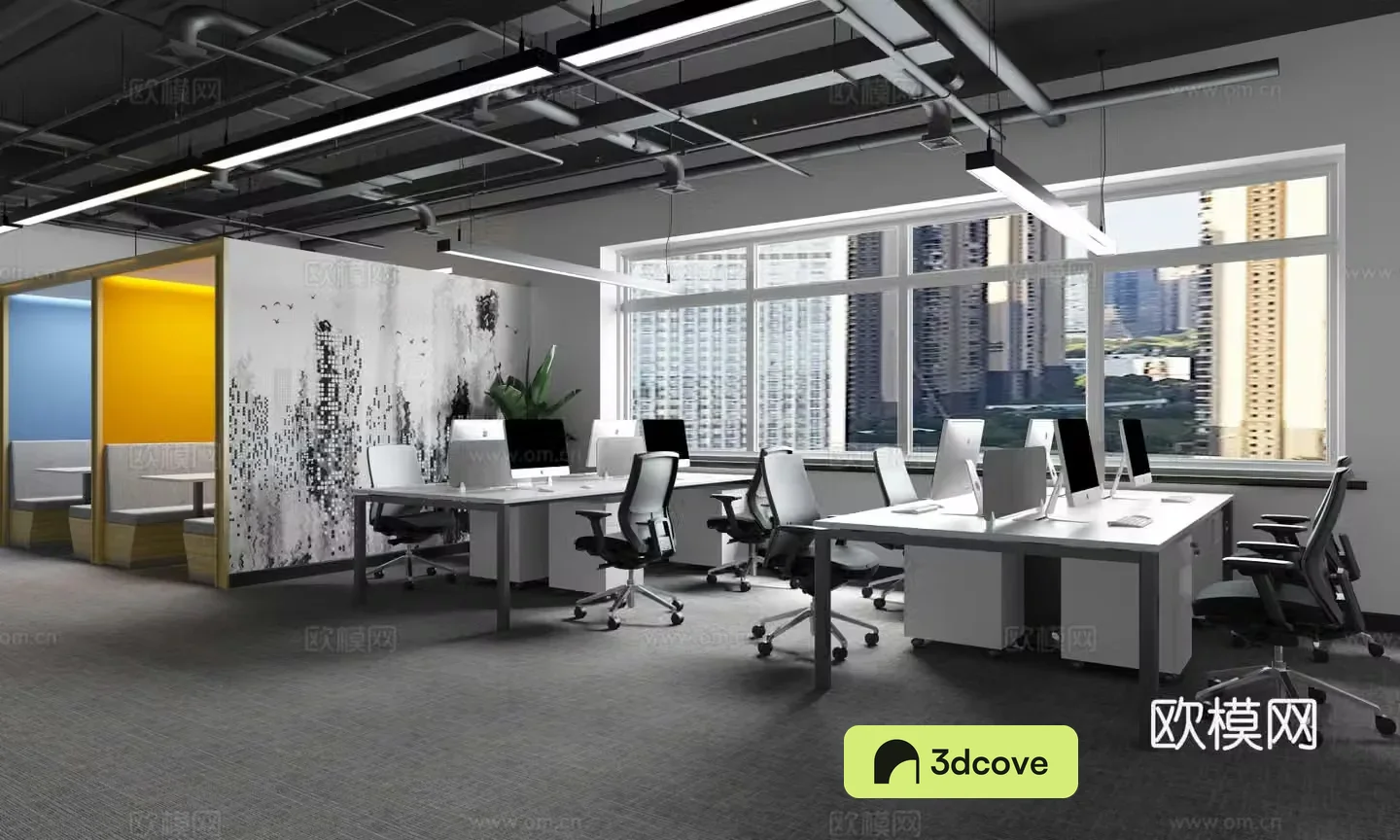 Industrial style office area leisure area waiting area reception area negotiation area