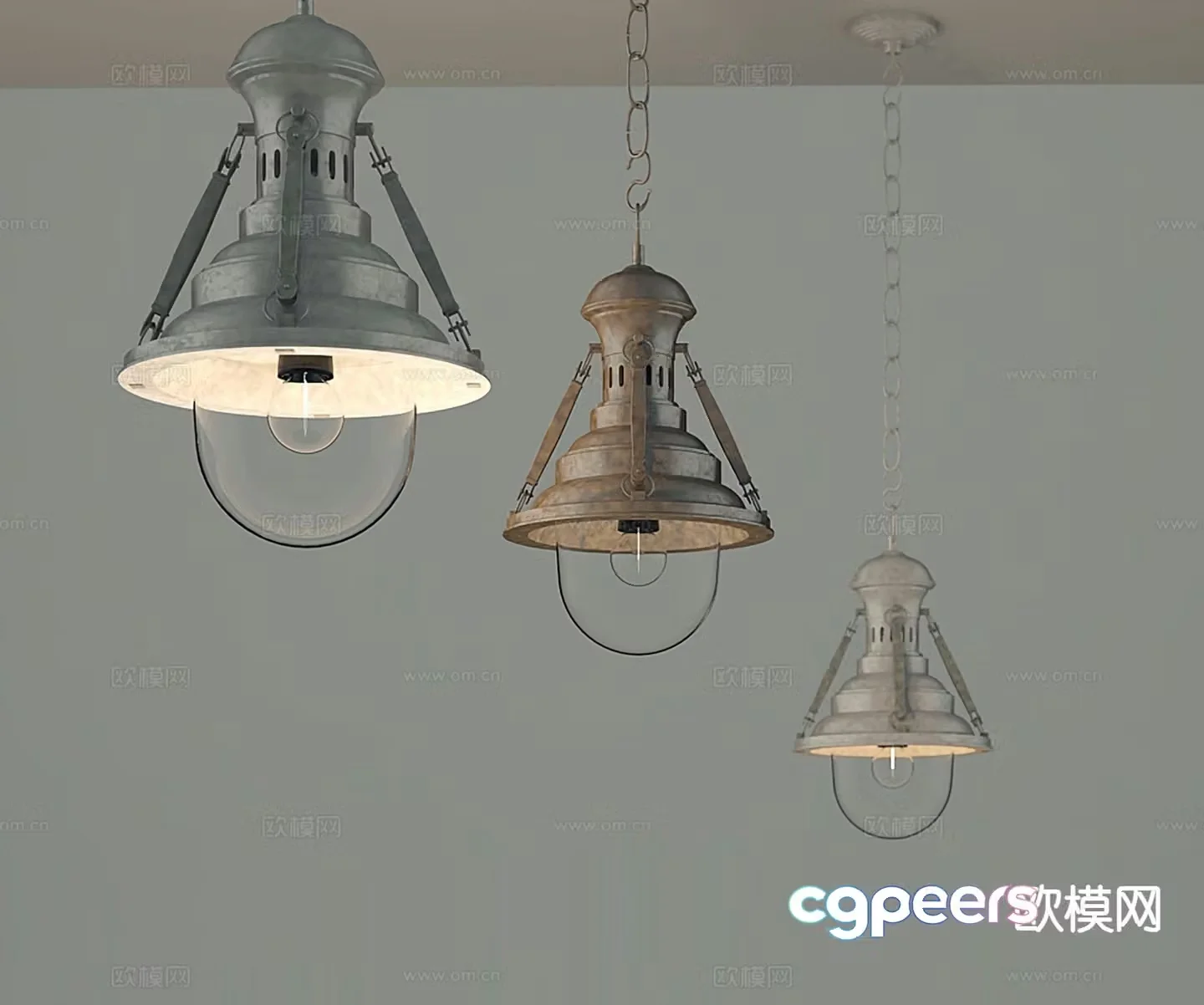 Industrial style chandelier 3d model
