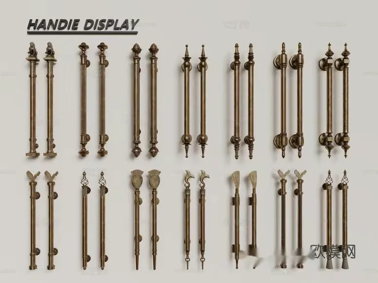 A Collection Of Antique-Style Door Handles 3D Model – 16151 – CORONA Render
