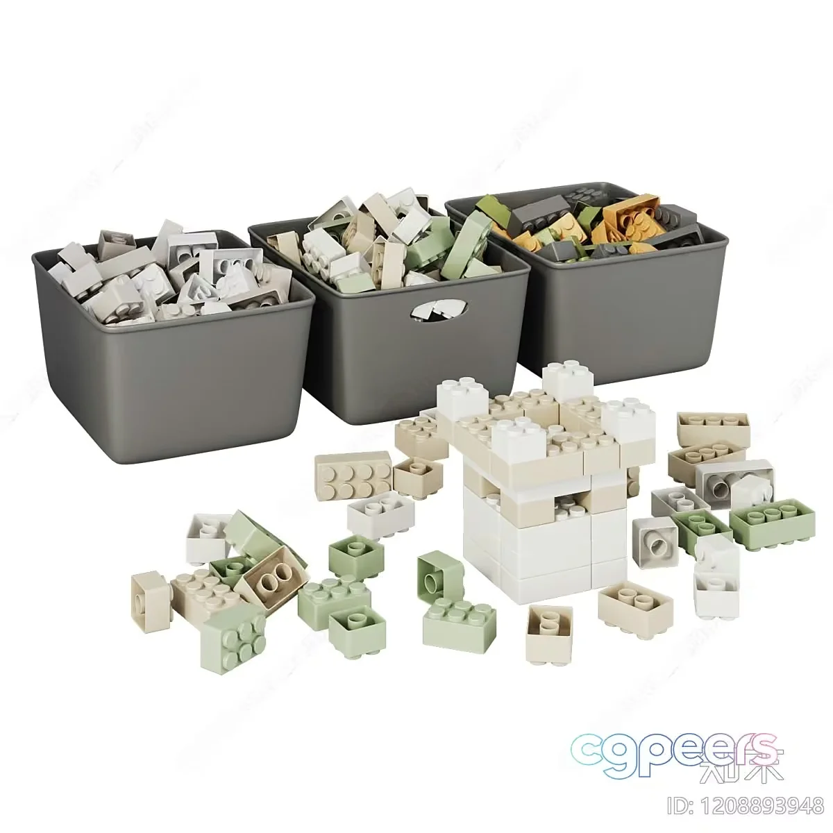 Plastic Building Blocks 3D Model – 930 – VRAY Render