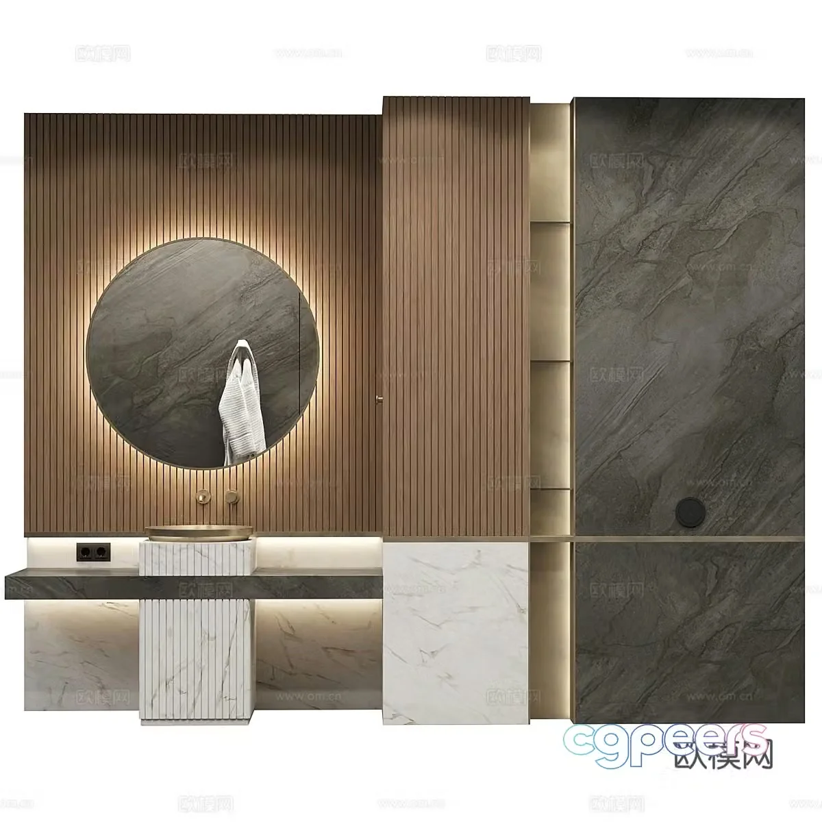 New Chinese style bathroom cabinet 3D model