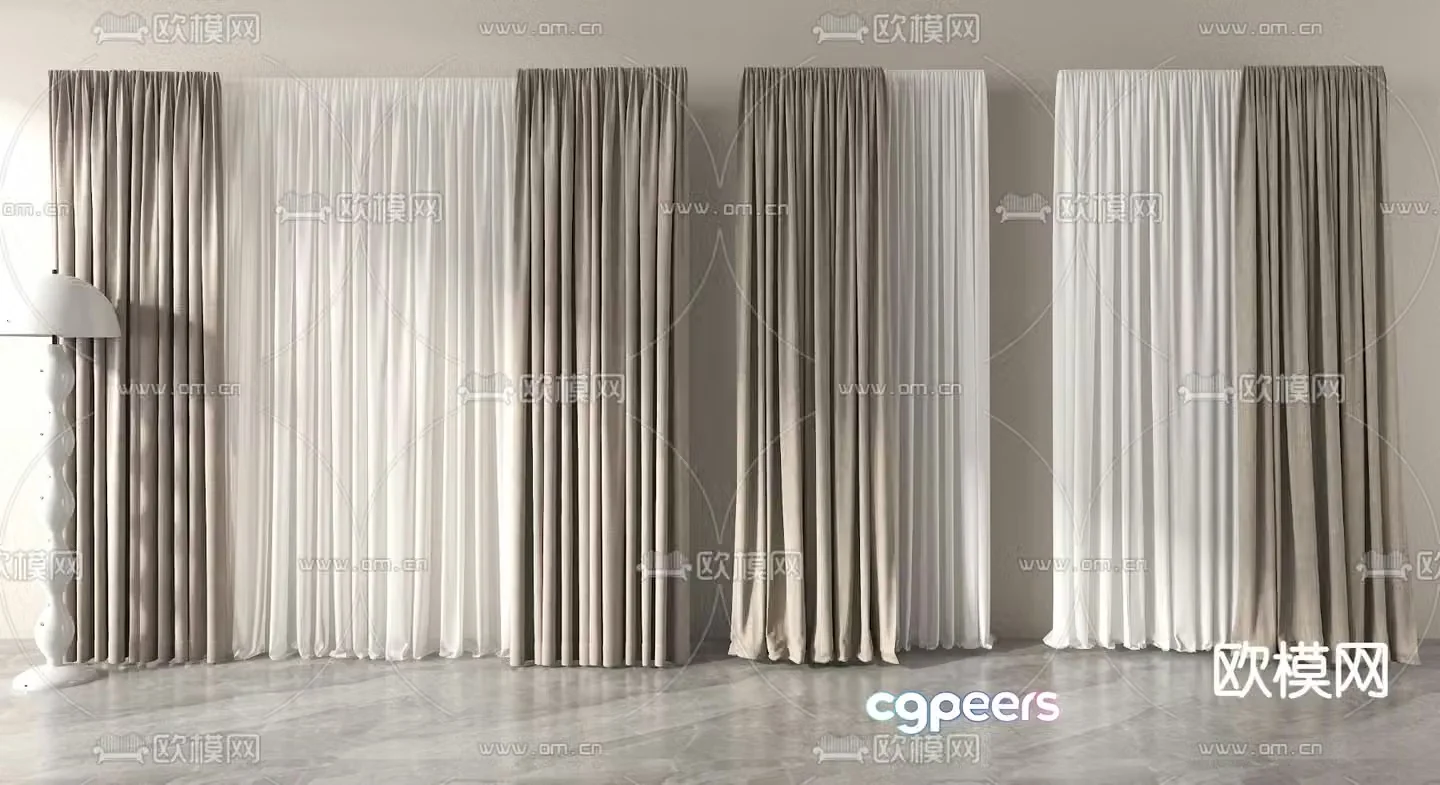 Curtains Cloth Curtains Gauze 3D Model