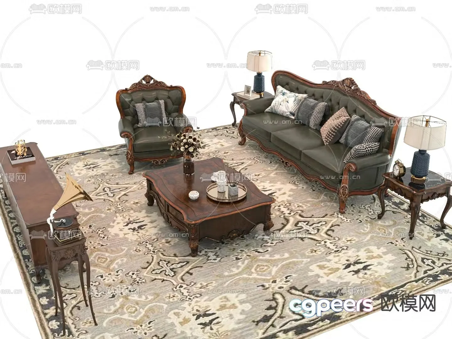 European sofa combination 3d model