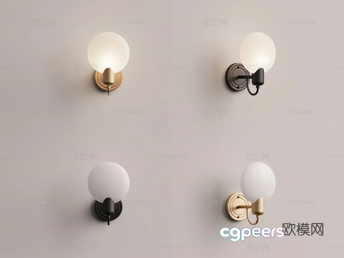 Modern simple light luxury metal wall lamp 3D model