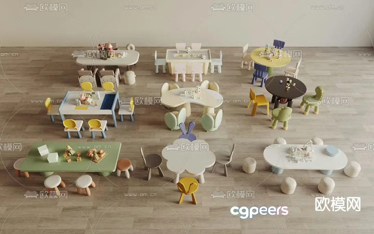 Children’s tables and chairs game tables and chairs 3d model