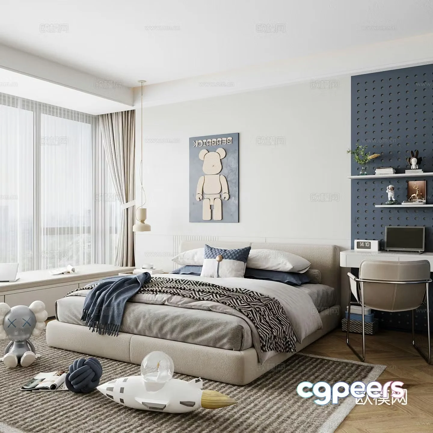 Modern children’s room boy’s room girl’s room children’s bed children’s wardrobe children’s desk 3d model
