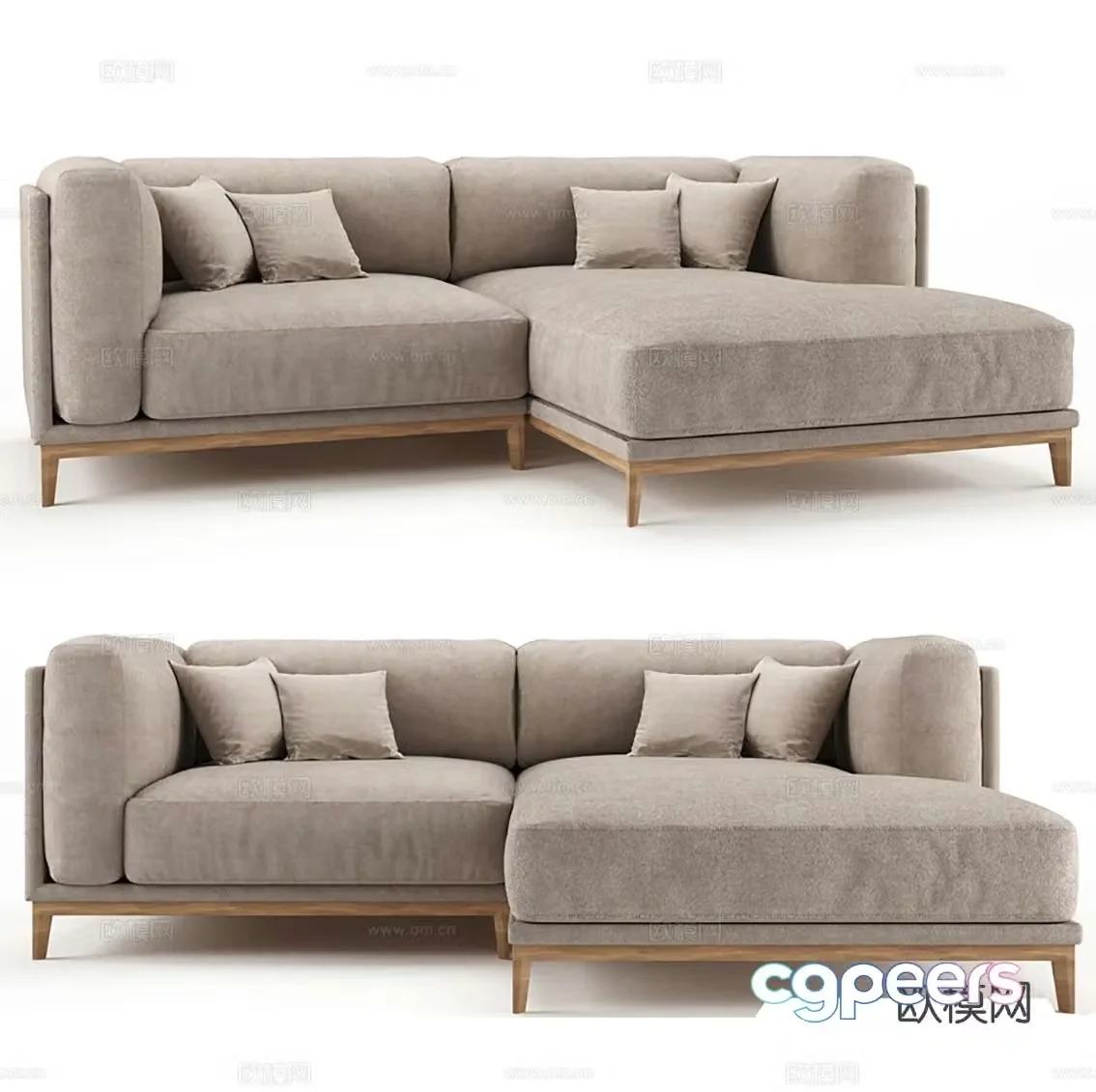 Double sofa upholstered sofa 3d model