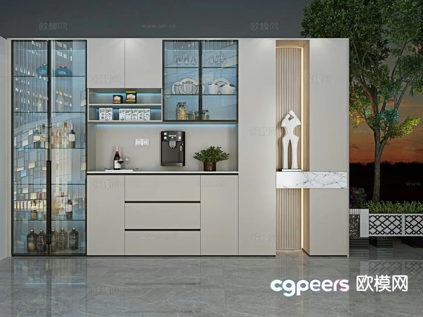 Modern wine cabinet sideboard 3d model