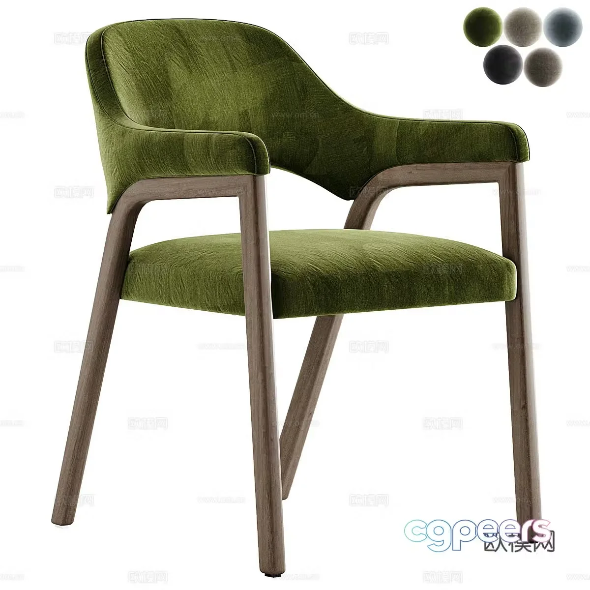 New Chinese style wooden fabric single chair 3D model