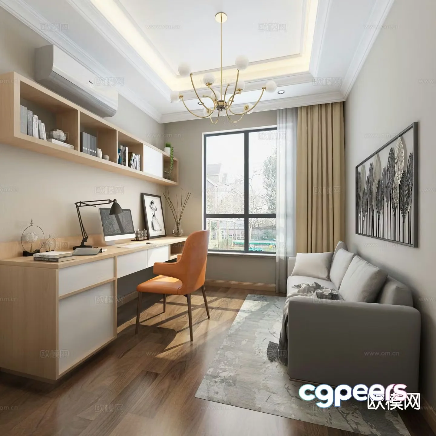 Modern study room 3d model