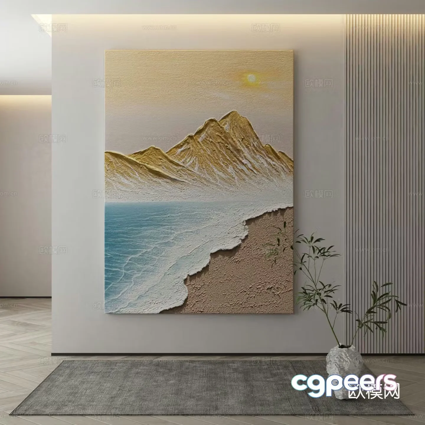 Modern decorative painting texture painting hanging painting 3d model