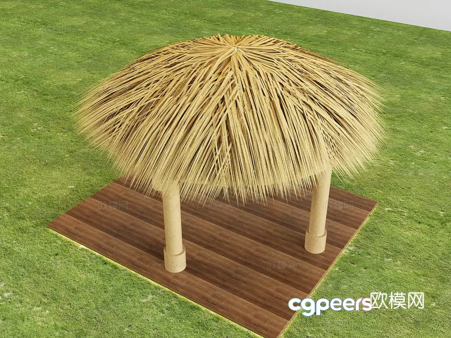 New Chinese thatched shed pavilion thatched landscape pavilion sunshade pavilion 3D model