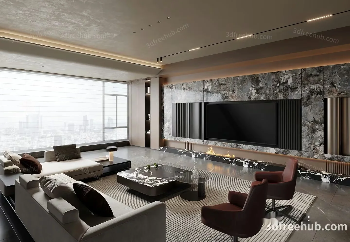 Modern Living Room 3D Model – 21193 – VRAY Render