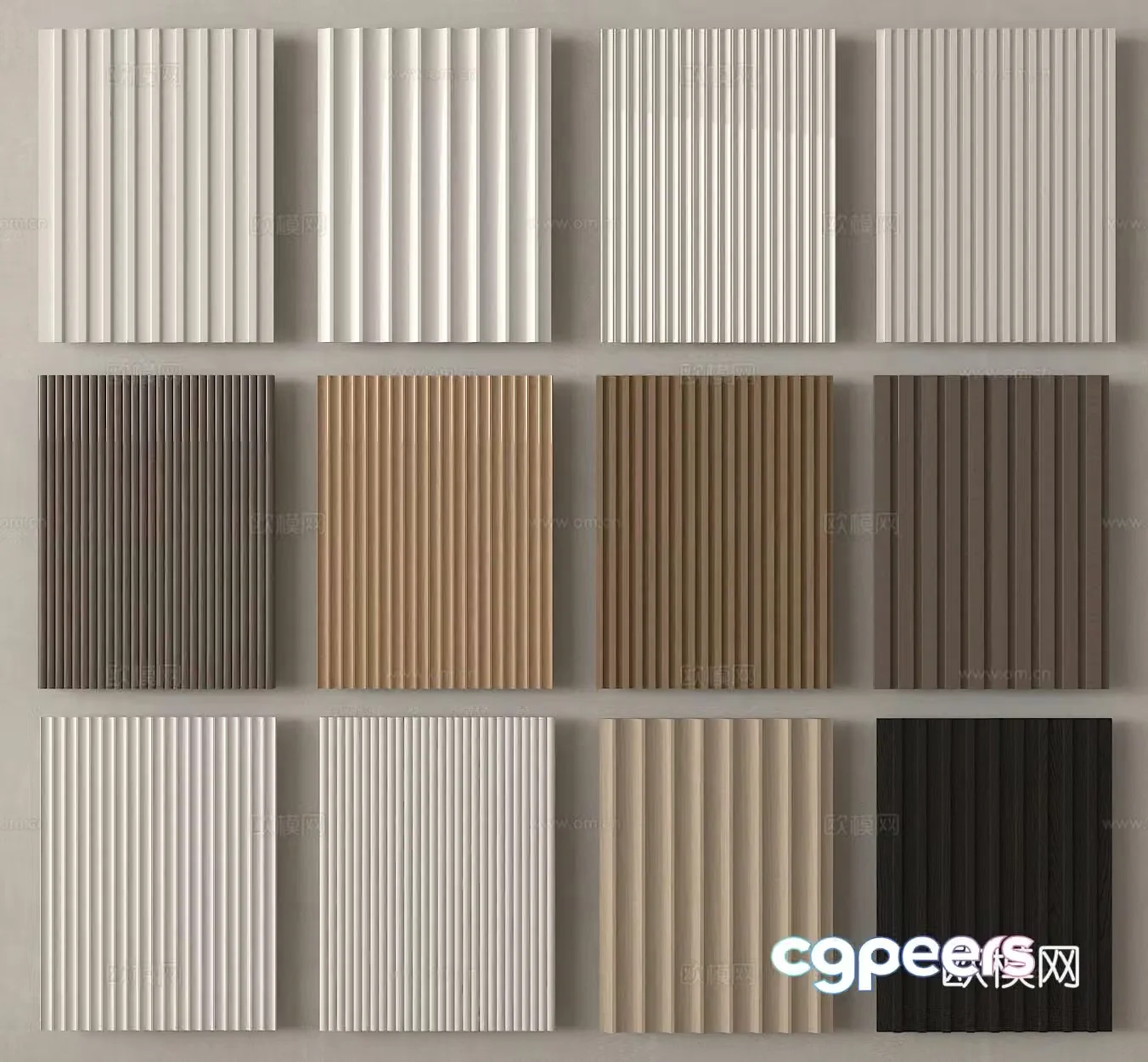 Great Wall Board Grid Board Wall Board Wavy Board 3D Model