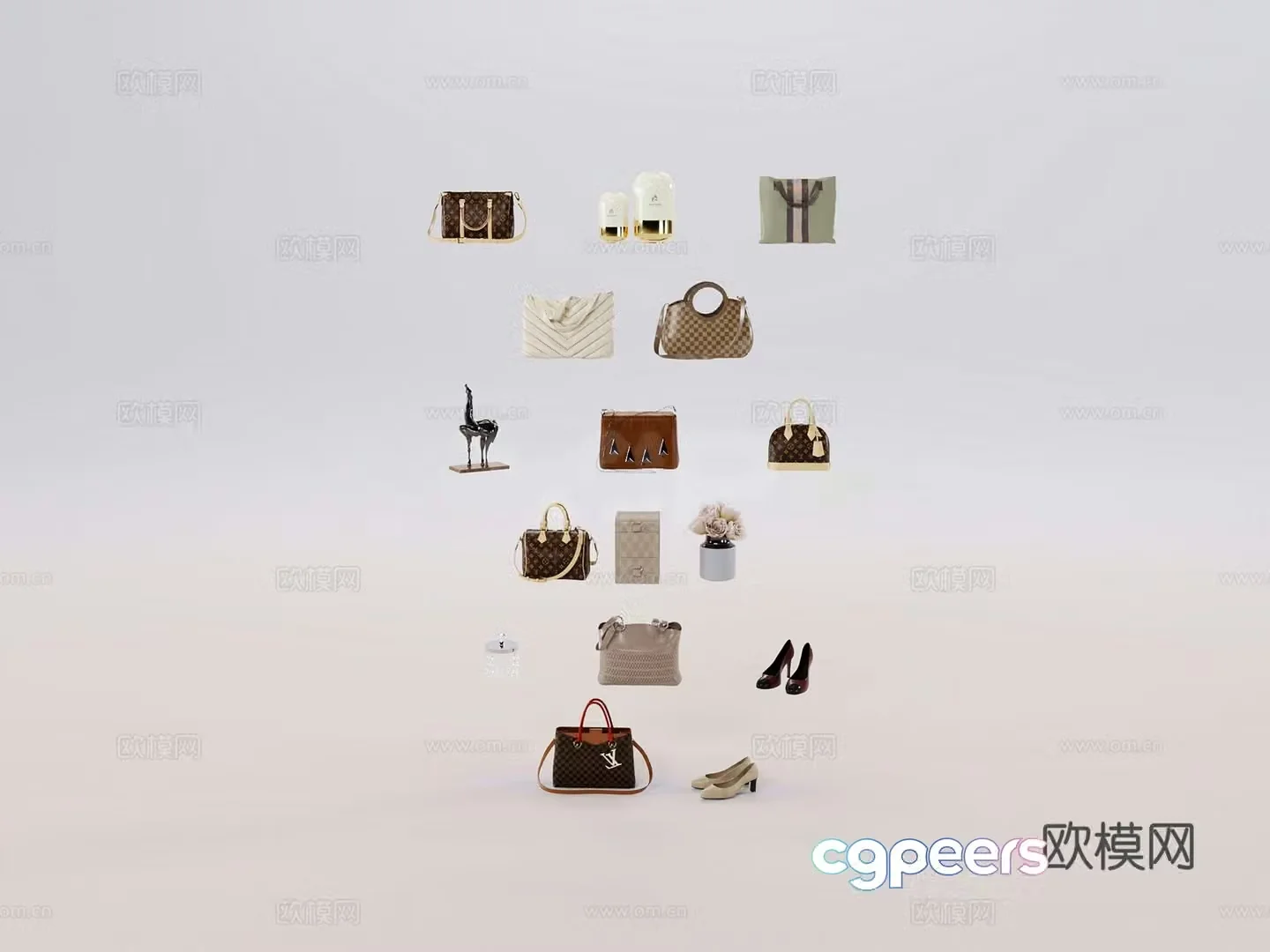 Classic bags leather bags handbags luxury 3D model