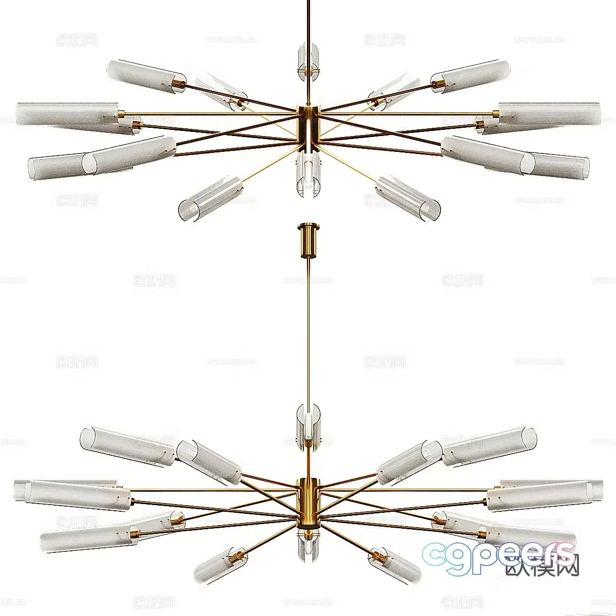 Light luxury multi-head chandelier 3d model