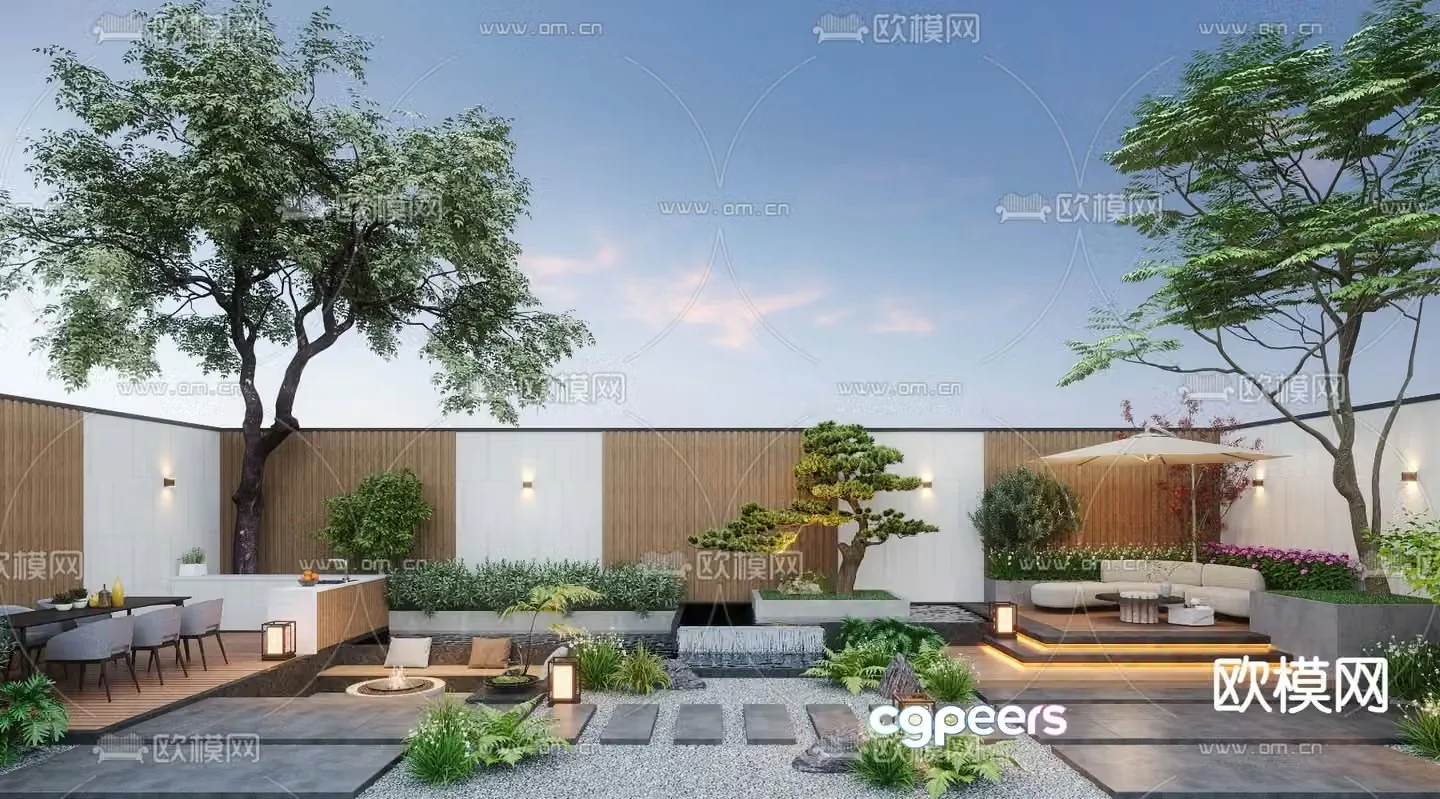 Courtyard landscape leisure courtyard 3d model