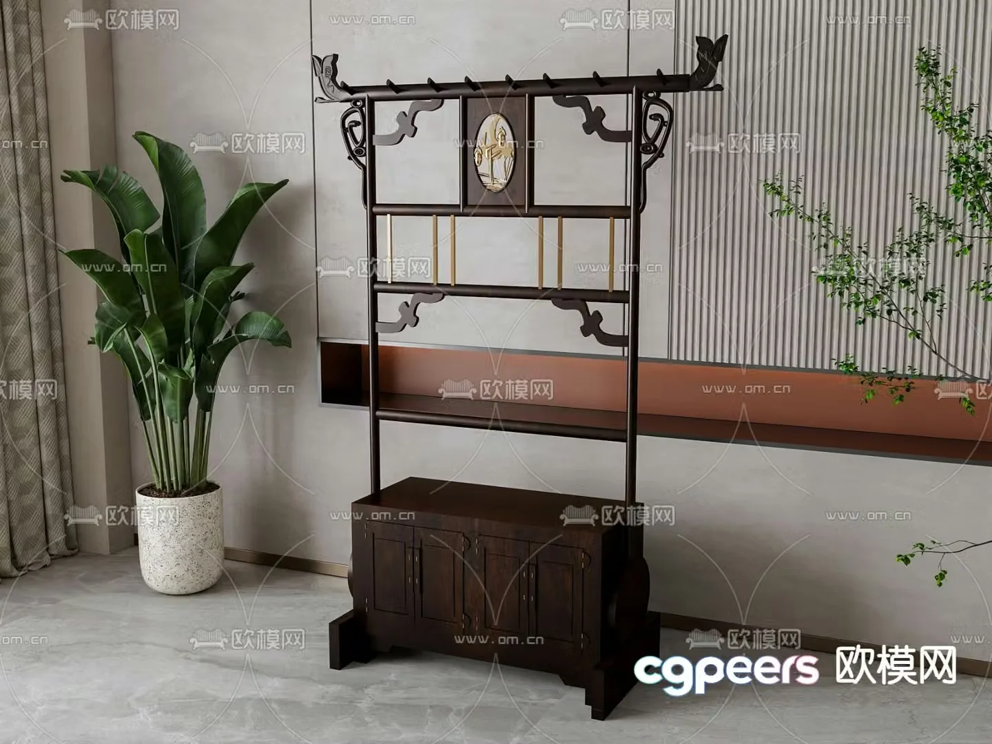 New Chinese style clothes hanger 3D model