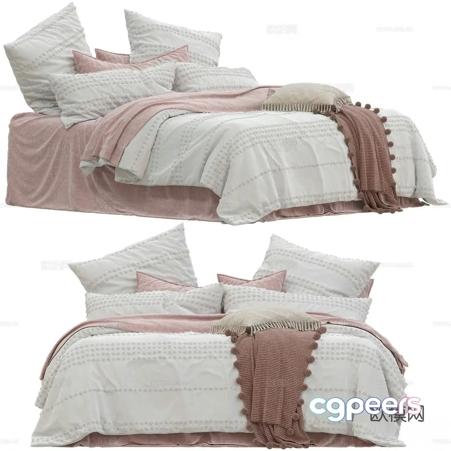 Modern children’s pink bed children’s bed fabric beds 3D model