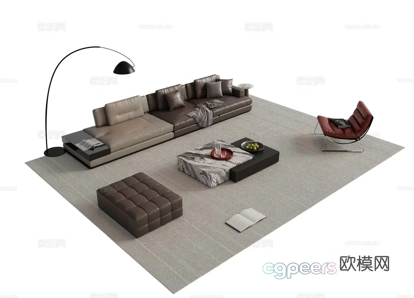 Italian sofa coffee table modular sofa 3d model