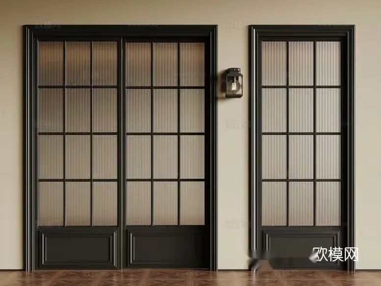 Black Sliding Doors 3D Model – 22313 – CORONA Render
