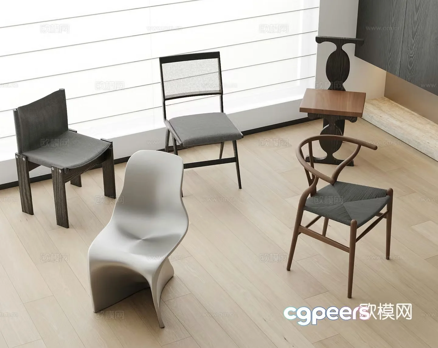 Modern medieval style single chair 3d model