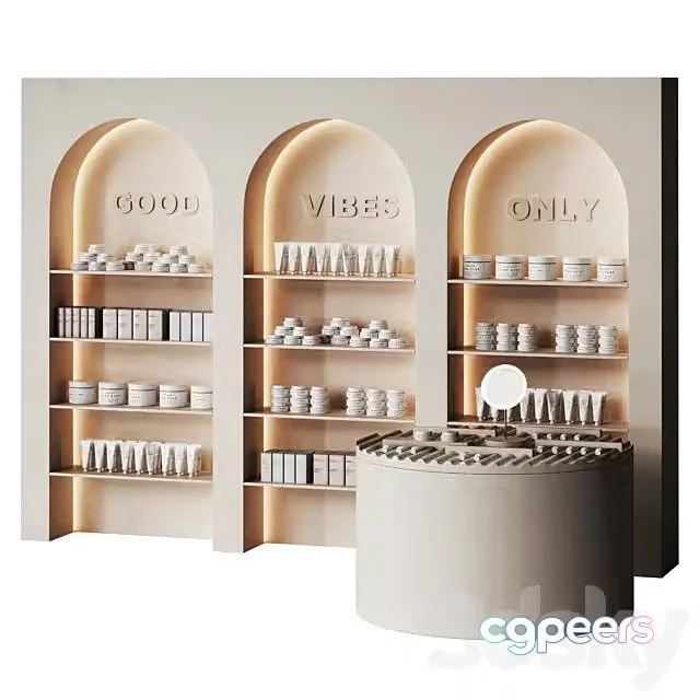 3ds Max Free – Beauty Salon Cosmetic Set with Arches in Beige