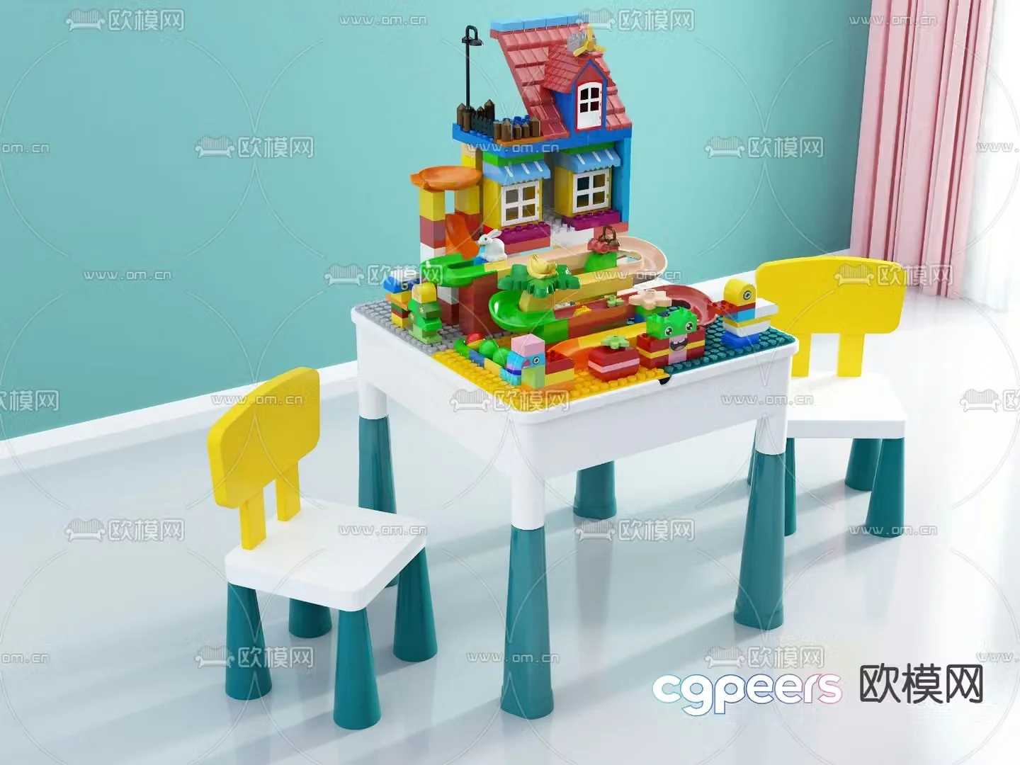 Children’s toy table building block table 3d model