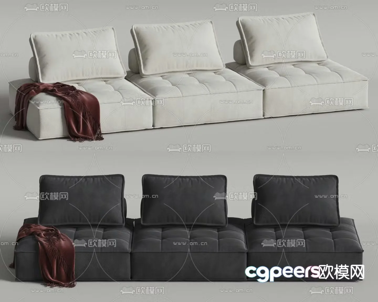 Asiades multi-person sofa three-person sofa leisure sofa 3d model