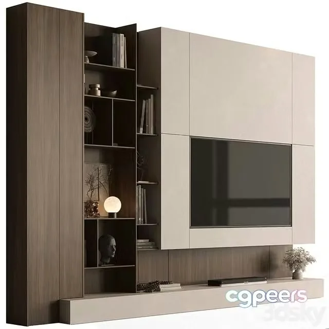 3ds Max Free – TV Wall Wooden – Set 195