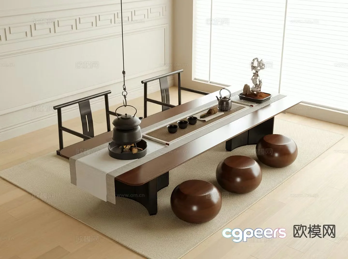 New Chinese Tatami Tea Table Tea Table 3D Model