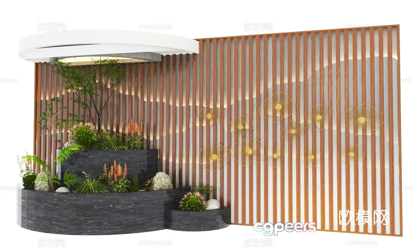Modern indoor plant landscaping 3d model