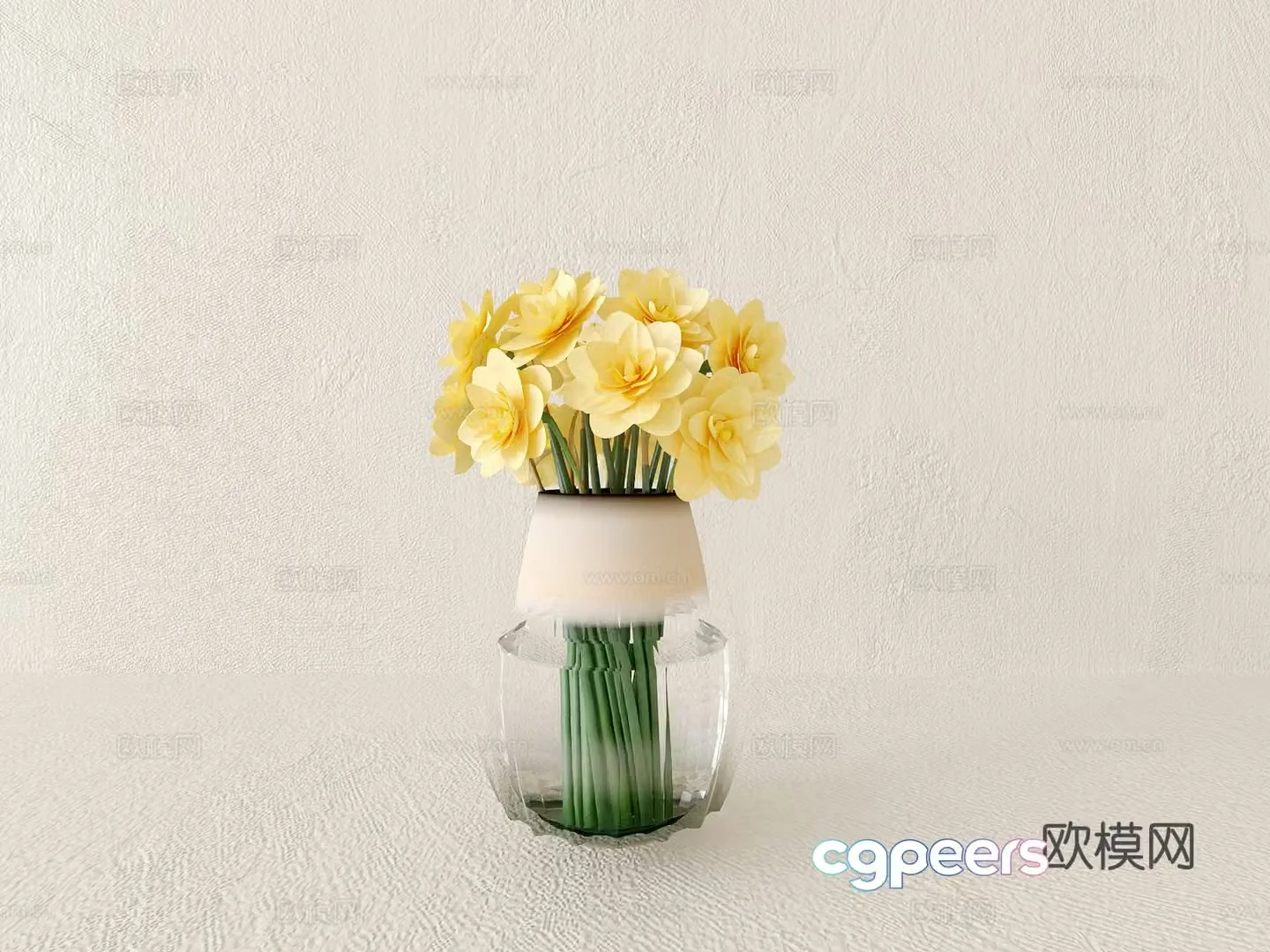 Vase Flower Plant Green Plant 3D Model