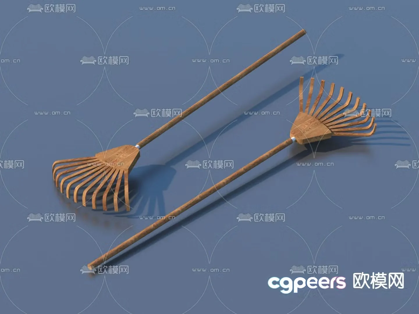 Chinese rural farming sketches 3D model of agricultural tools