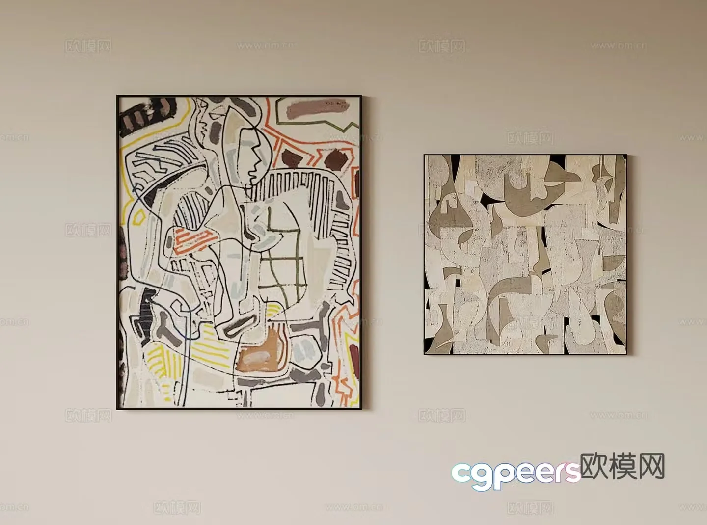 Modern decorative painting art hanging 3d model