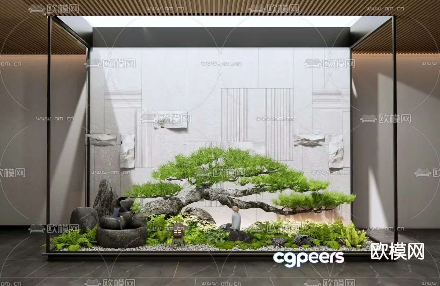Indoor landscaping plant pile 3d model