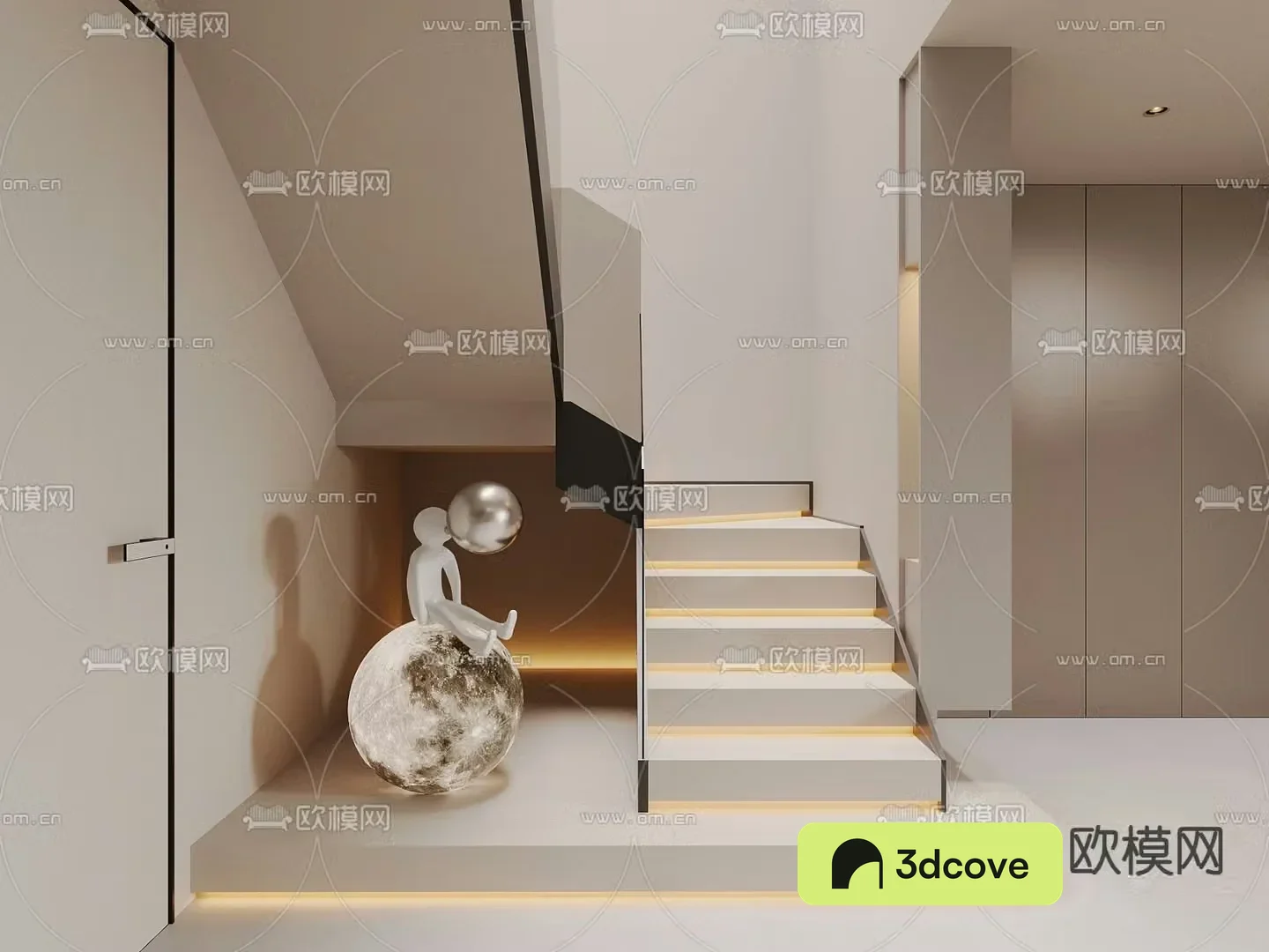Creamy wind stairwell sculpture