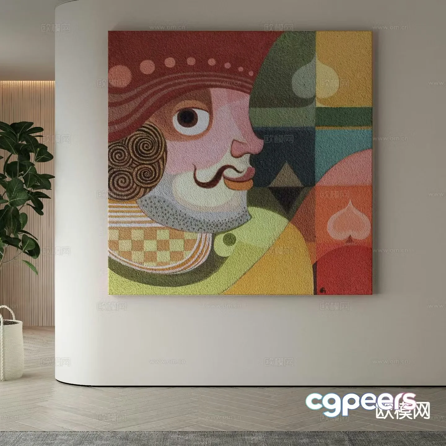 Modern decorative painting king hanging painting oil painting 3d model