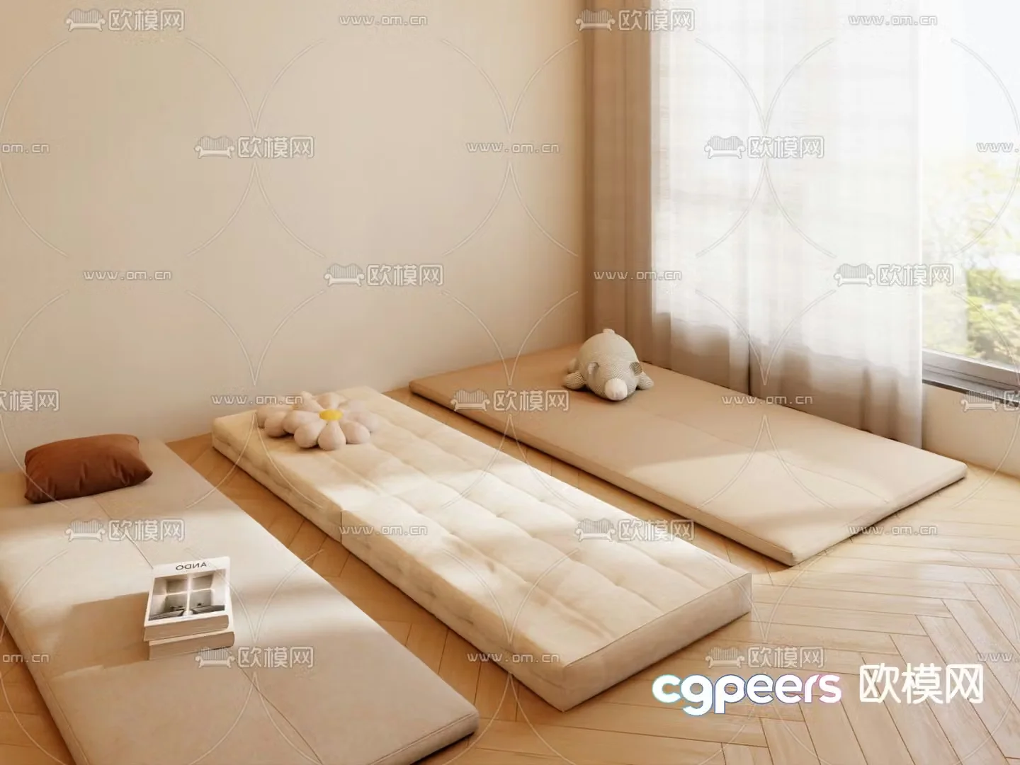 Cushion bay window cushion 3d model