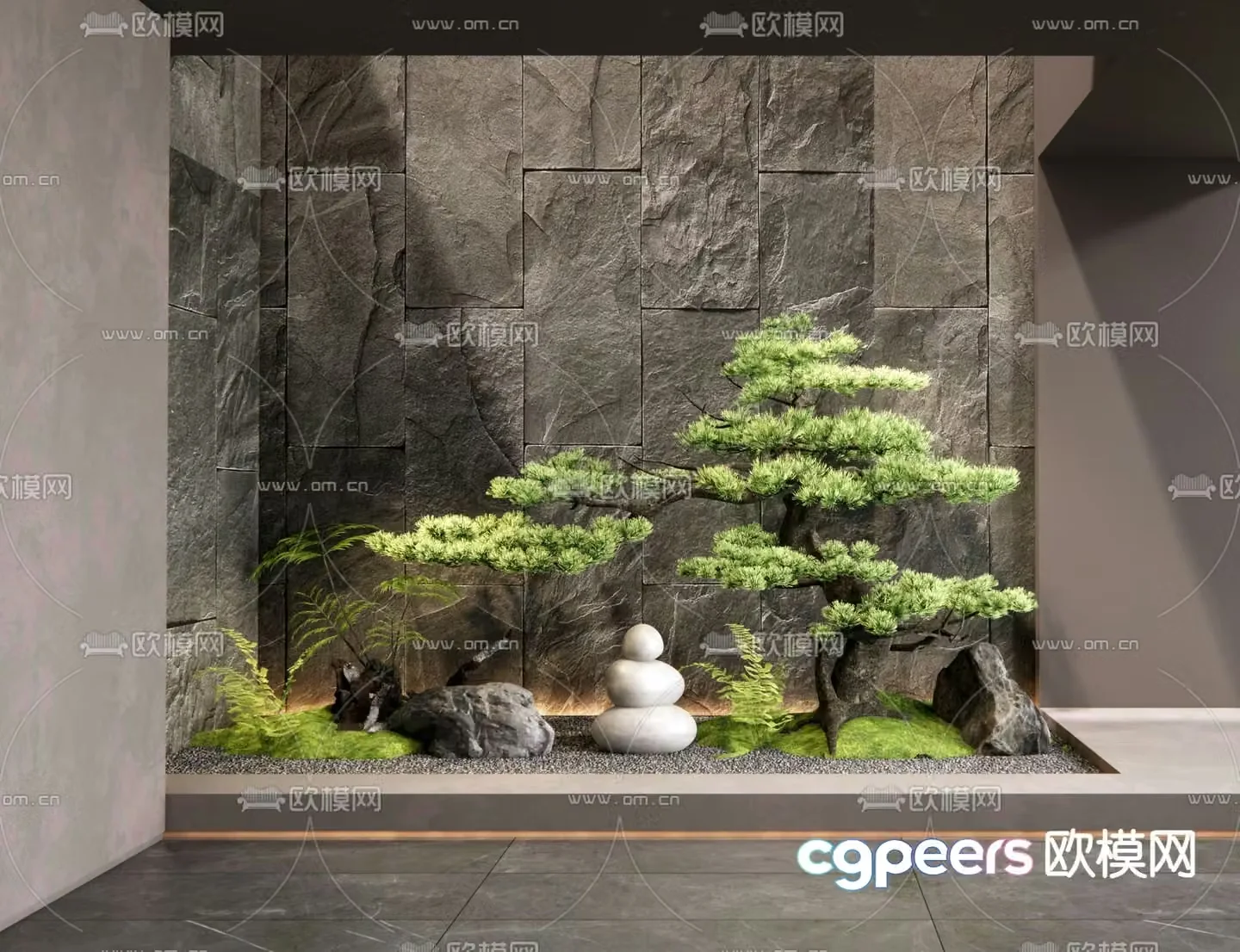 Indoor landscape landscaping courtyard sketch 3d model