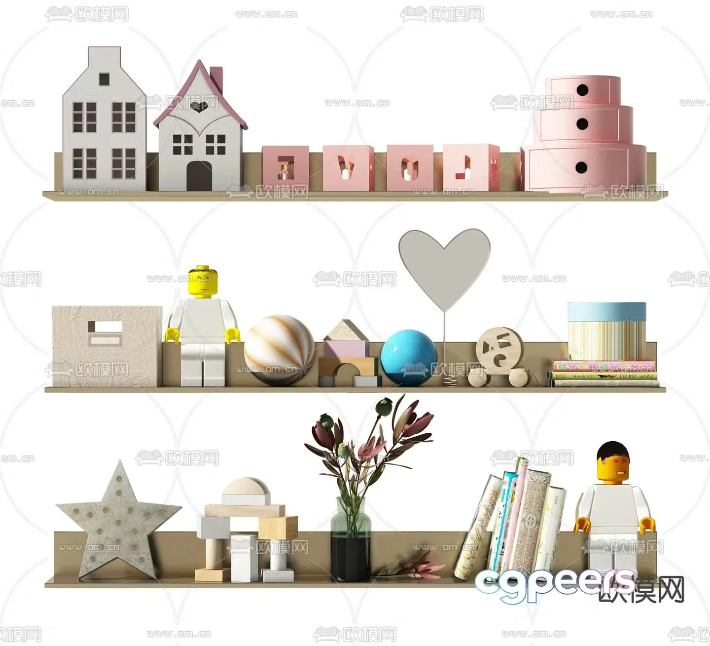 Modern children’s toys books ornaments 3d model