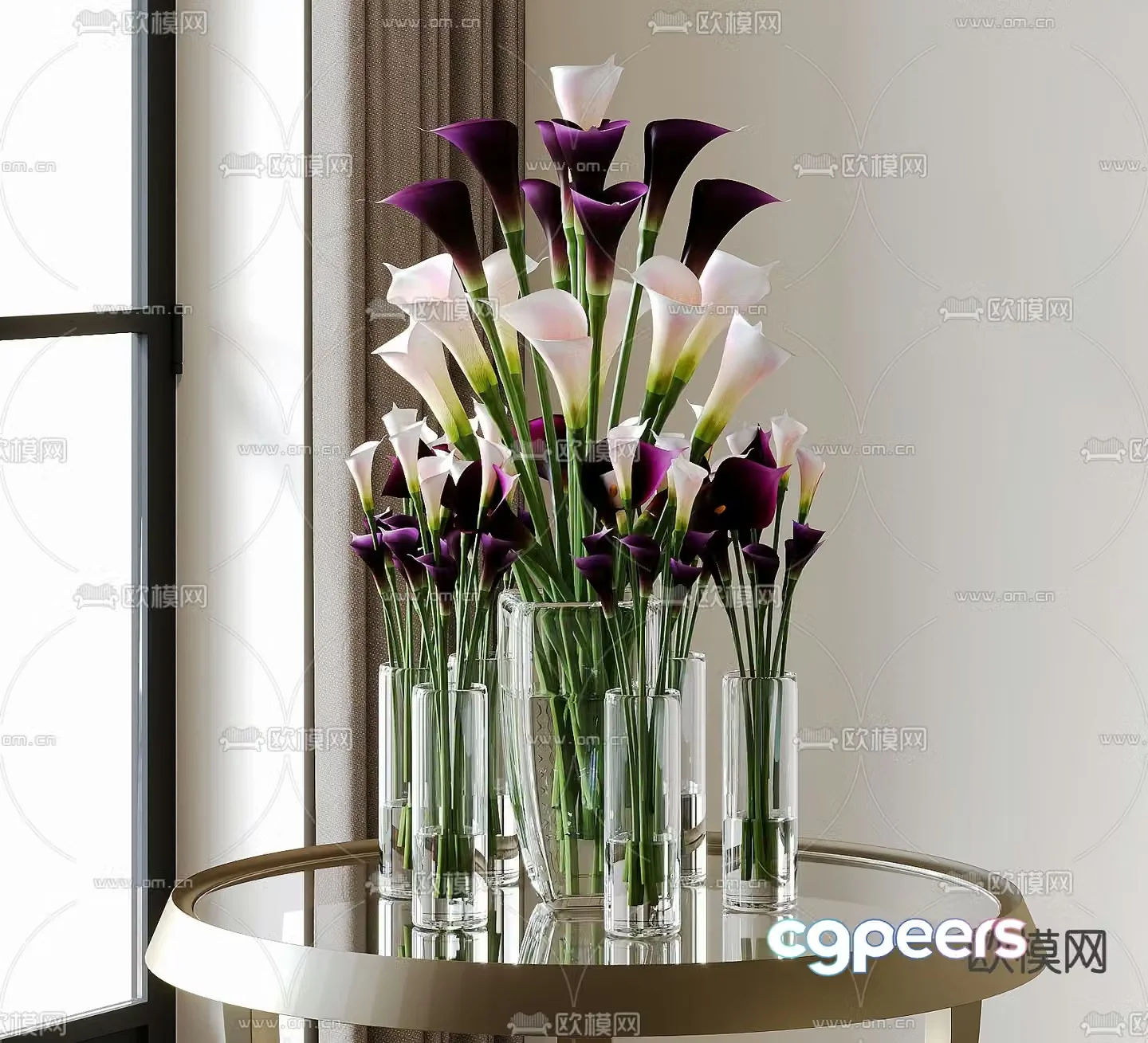 Aquatic plants hydroponic flowers 3D model