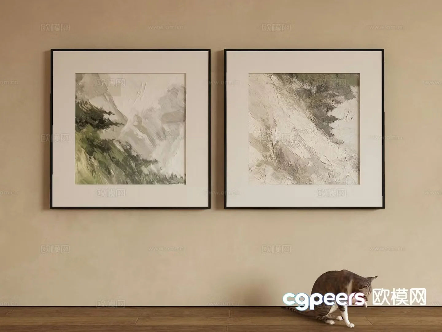 Modern decorative painting oil painting abstract painting 3d model