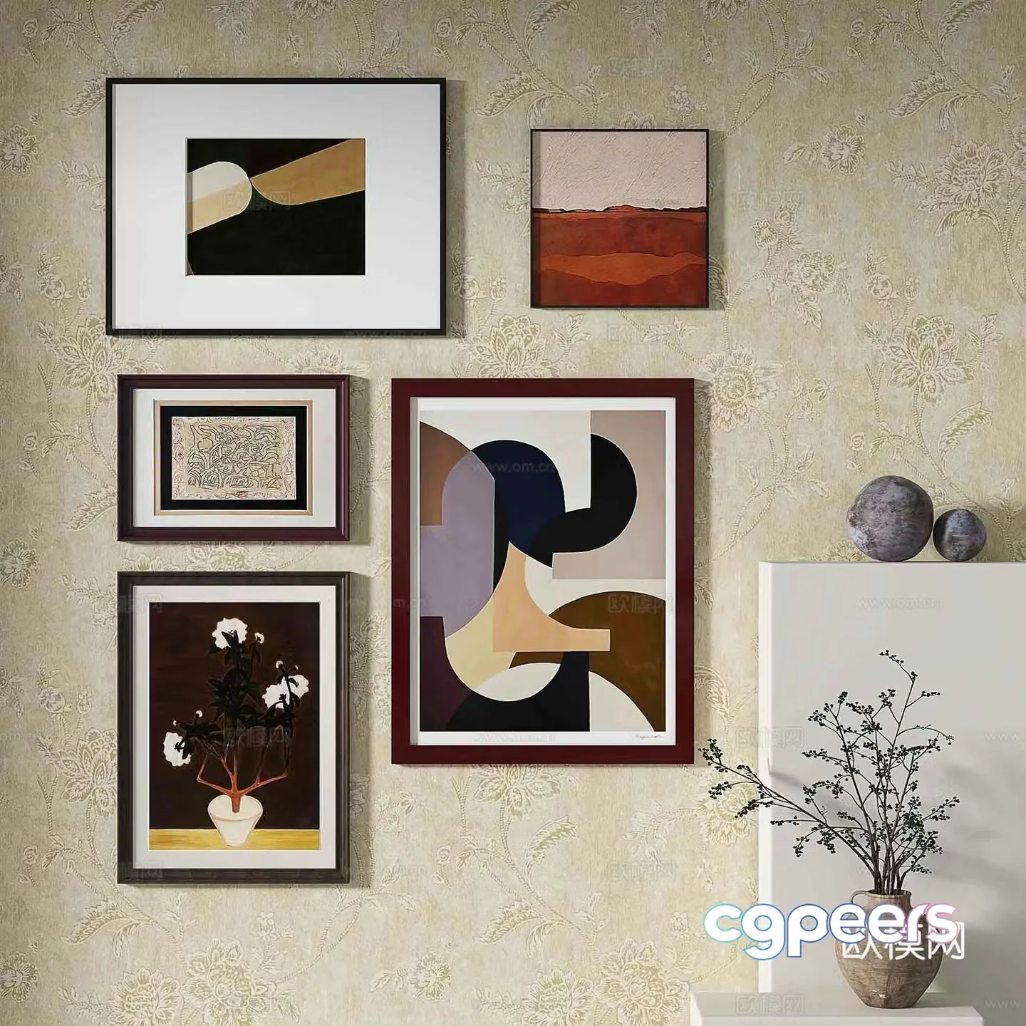 Modern abstract painting decorative painting 3d model