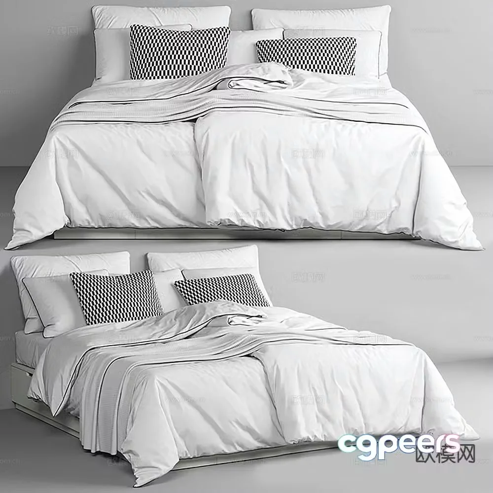 Minimalist double bed 3d model
